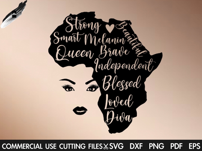 Africa Silhouette SVG, Afro SVG, Black History Month SVG, Afro Woman Svg, Black Queen Svg Cut File Silhouette, Cricut Svg/Dxf/Png/Pdf 
