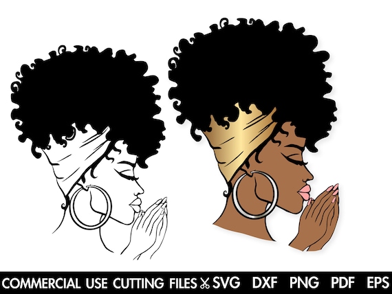 Black Woman Praying Afro Silhouette SVG: Prayer Design (Digital Download)