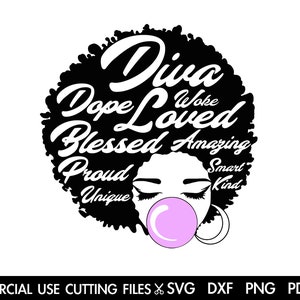 Black Girl With Bubble SVG, Afro SVG, Black History Month SVG, Black Girl Svg, Black Queen Svg Cut File Silhouette, Cricut Svg/Dxf/Png/Pdf