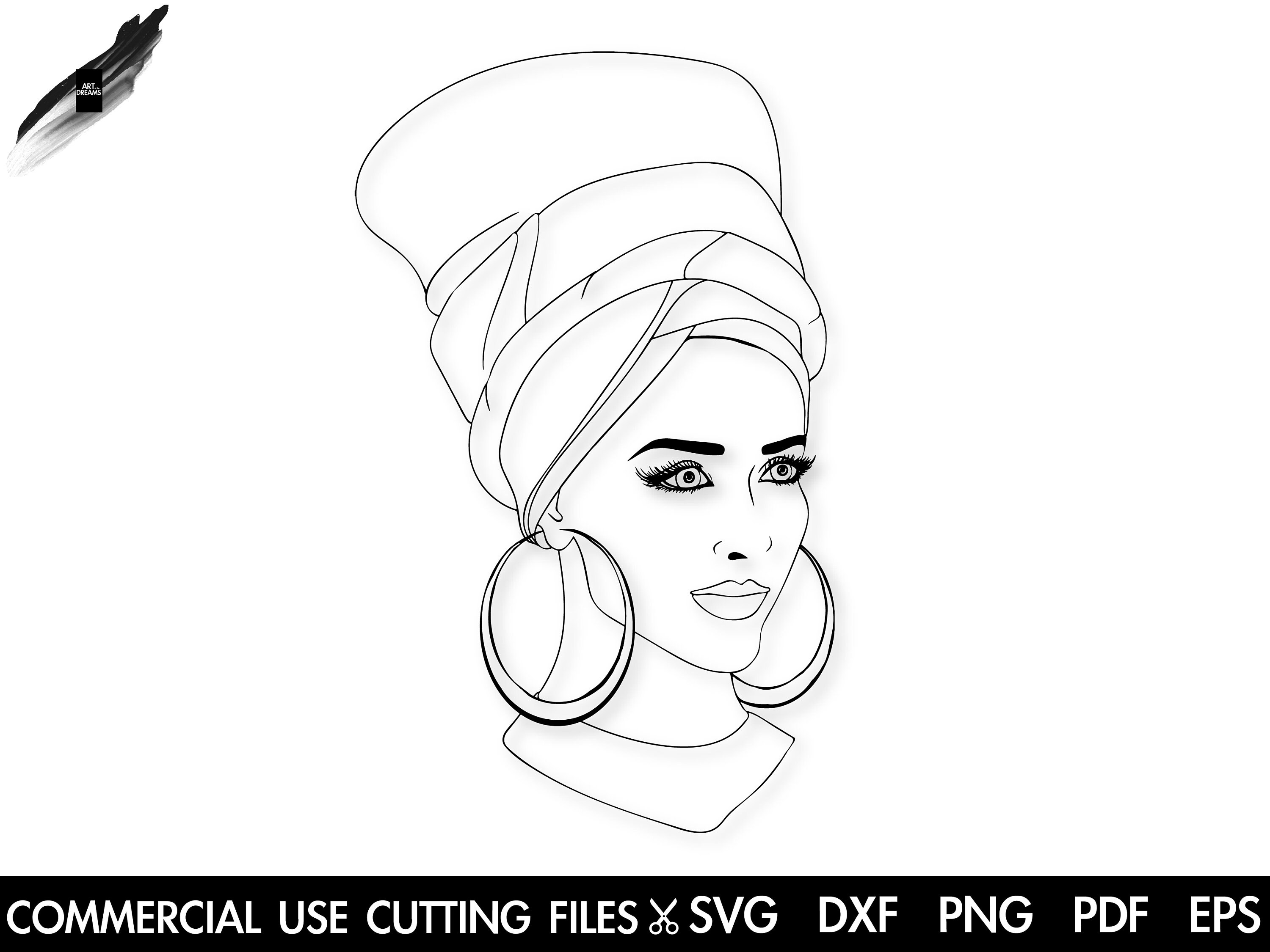 Afro Woman Turban Headband Hair Quotes Powerful Nubian Melanin Black Girl Magic SVG JPG PNG Vector Clipart Cricut Silhouette Cut Cutting