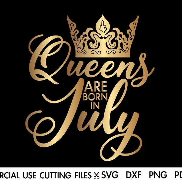 Queens Are Born In July SVG, July Queen Svg, Cancer Svg, Leo Svg,  Birthday Gift Svg, Queen Svg, Afro Svg Cut File Silhouette, Cricut