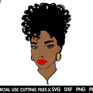 Black Woman W Curls SVG, Beautiful Woman SVG, Locs Svg, Curls Svg, Black History Month SVG, Afro Woman Svg, Black Queen Svg Cut File