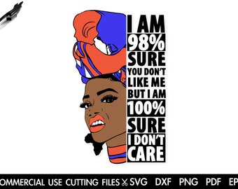 Donna nera imperturbabile SVG: design Afro Queen (download digitale)