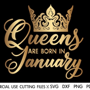 Koninginnen zijn geboren in januari SVG, januari koningin Svg, Steenbok Svg, Waterman Svg, verjaardagscadeau Svg, koningin Svg, Afro Svg gesneden bestand silhouet