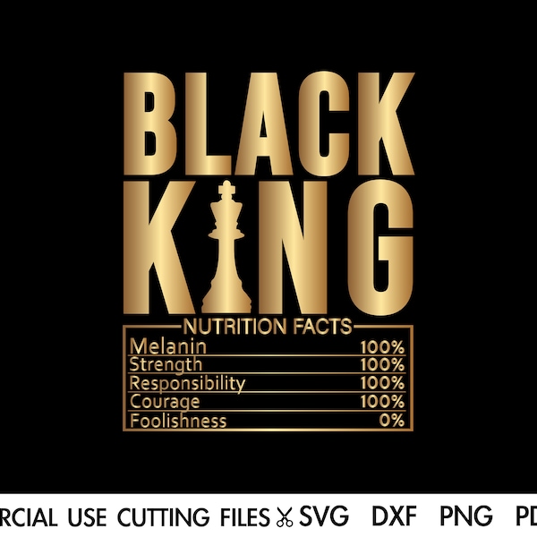 Black King SVG, Black King Chess SVG, Black King Ernährung Fakten SVG, Black Man SVG, Afro svg, Melanin svg, Black Queen svg geschnitten Datei