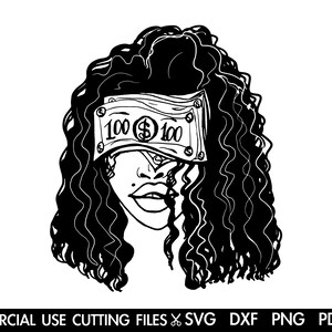 Woman W Money SVG, Black Woman SVG, Cash 100 Dollar Sexy Female Hustler Rap Hip Hop Music Lady Hustle Girl, Silhouette Cricut Sublimation