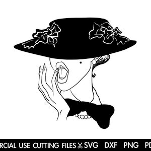 Woman In Hat SVG, Beautiful Woman Svg, Woman Svg, Girl Svg, Lady Svg, Afro Svg, Black Woman Svg, Woman In Hat Clipart Silhouette Cricut