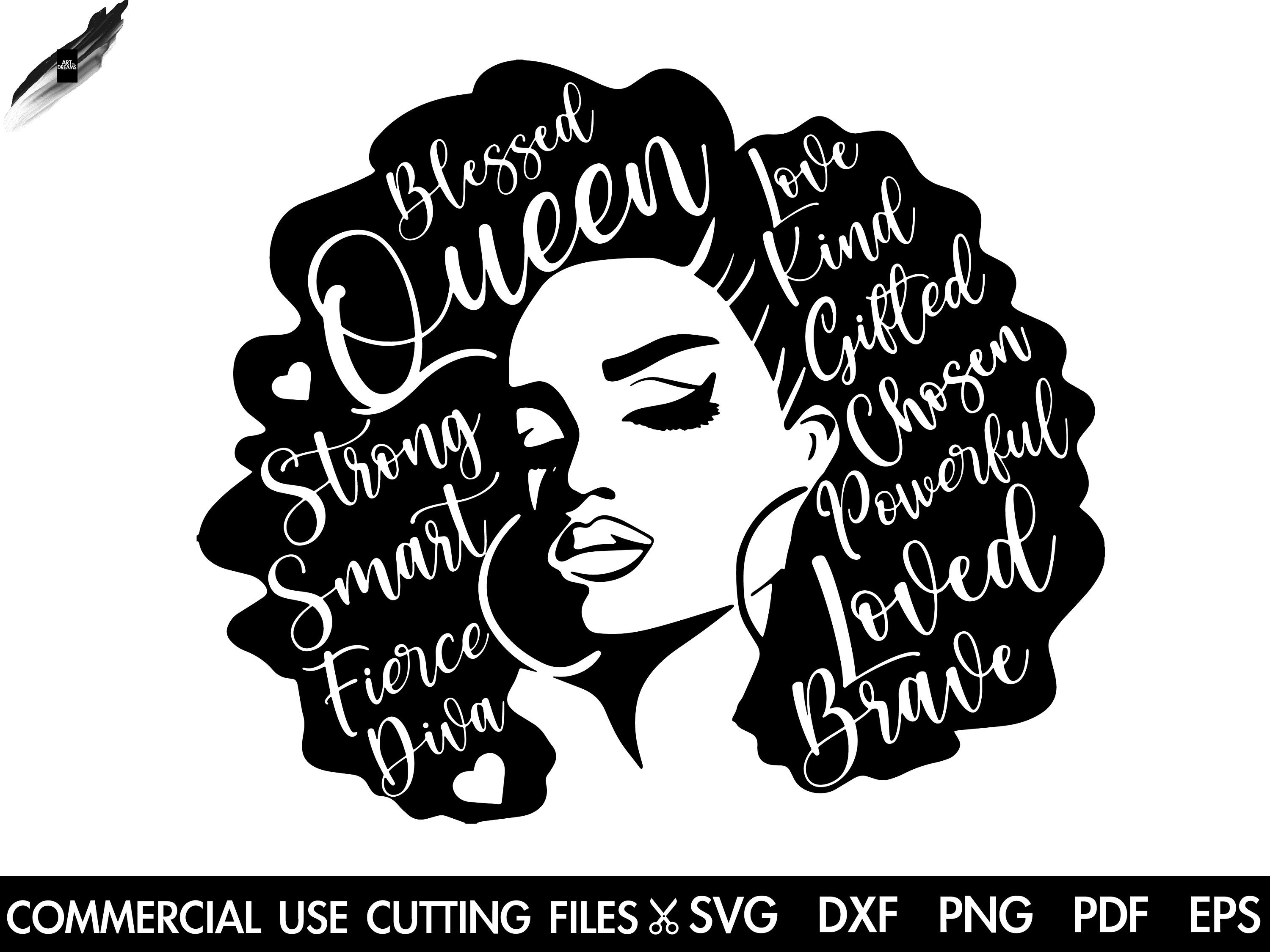 Afro Queen Svg Afro Lady Svg Curly Hair Svg For Silhouette Afro Woman ...