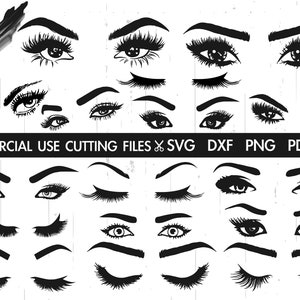 16 Beautiful Eyes Svg Bundle, Eyelashes SVG, Eyes Svg, Makeup Svg, Woman Face Svg, Eyebrows Svg, Beauty Svg, Mascara Svg, Fashion Svg, Glam