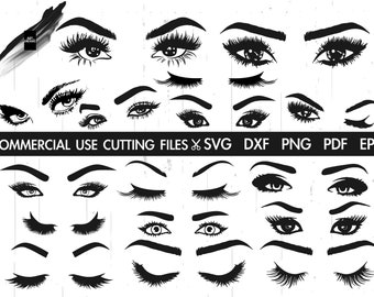 16 Beautiful Eyes Svg Bundle, Eyelashes SVG, Eyes Svg, Makeup Svg, Woman Face Svg, Eyebrows Svg, Beauty Svg, Mascara Svg, Fashion Svg, Glam