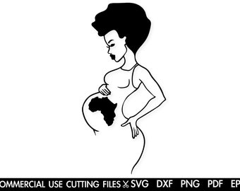Black Woman Pregnant SVG: Africa Silhouette, New Mom (Digital Download)