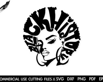 Ragazza della storia nera SVG: design di donna afro (download digitale)