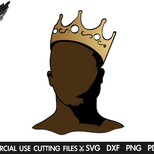 Black King SVG, Black Man Silhouette, Melanin Svg, Dope Svg, Black Man With Crown Svg Cut File Silhouette, Cricut Svg, Dxf, Png, Pdf, Eps