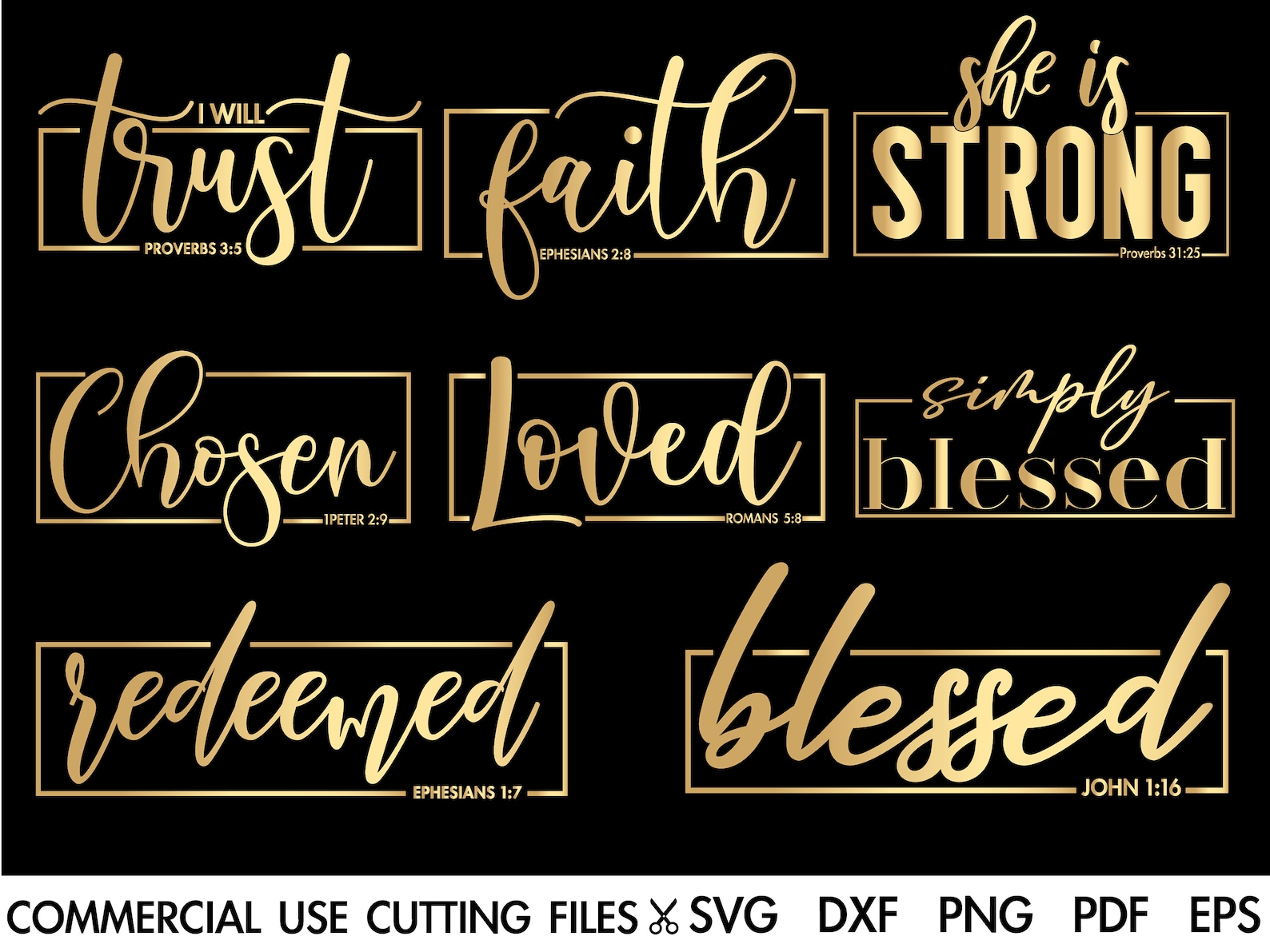 Blessed SVG Chosen SVG Loved Svg Redeemed Svg Faith Svg | Etsy
