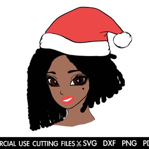 Ragazza Santa Svg, Donna Nera di Natale SVG, Afro SVG, Mese della Storia Nera, Bambina, Principessa Nera Svg, File di taglio, Cricut Svg/Dxf/Png/Pdf
