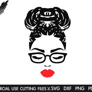 Woman Face Svg, Cute Face Svg, Beautiful Face Silhouette, Red Lips Svg, Face Svg, Girl Svg, Lady Svg Cut File Cricut