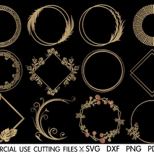 16 Frame Bundle SVG, Frame Svg, Circle Frame Svg, Monogram Svg, Monogram Frame Svg, Circle Frame Svg Cut File Silhouette Cricut Sublimation