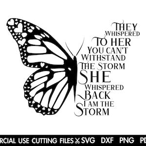 Butterfly They Whispered To Her You Can&#39;t Withstand The Storm SVG, Woman SVG, Afro Svg, Black Woman SVG, Women Quotes Saying Svg Cut File
