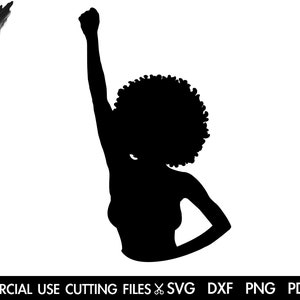 Puño de Poder Negro, Mujer Afro SVG: Diseño de Libertad (Descarga digital)