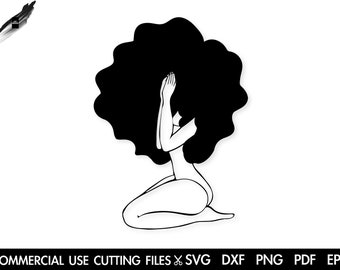 Afro Woman Praying SVG: Black History Silhouette (Digital Files)