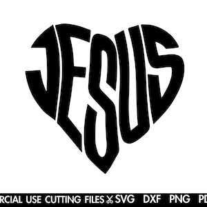 Jesus Heart SVG, Jesus SVG, The Lord Svg, God Svg, Heart Svg, Christian Svg, Religious Svg Cut File Silhouette Cricut Svg/Dxf/Png/Pdf/Eps