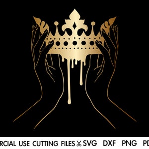 Dripping Crown Held by Hands SVG: Queen, King Cut File (Digital Download) for creative work