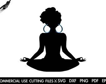 Afro Yoga Lotus Pose SVG: Meditation Zen Cut File (Digital Download)