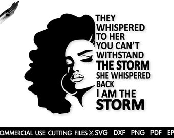 I Am The Storm SVG: Schwarze Frau Afro Silhouette (Digitaler Download) für kreatives Arbeiten