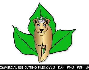 Lioness with Crown SVG: Wild Cat Cut File (Digital Download)