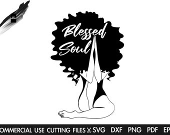 Afro SVG, Black Girl Praying SVG, Afro Praying Svg, Afro Woman Svg, Afro Silhouette Svg, Prayer Svg, Black History Month Svg/Dxf/Png/Pdf/Eps