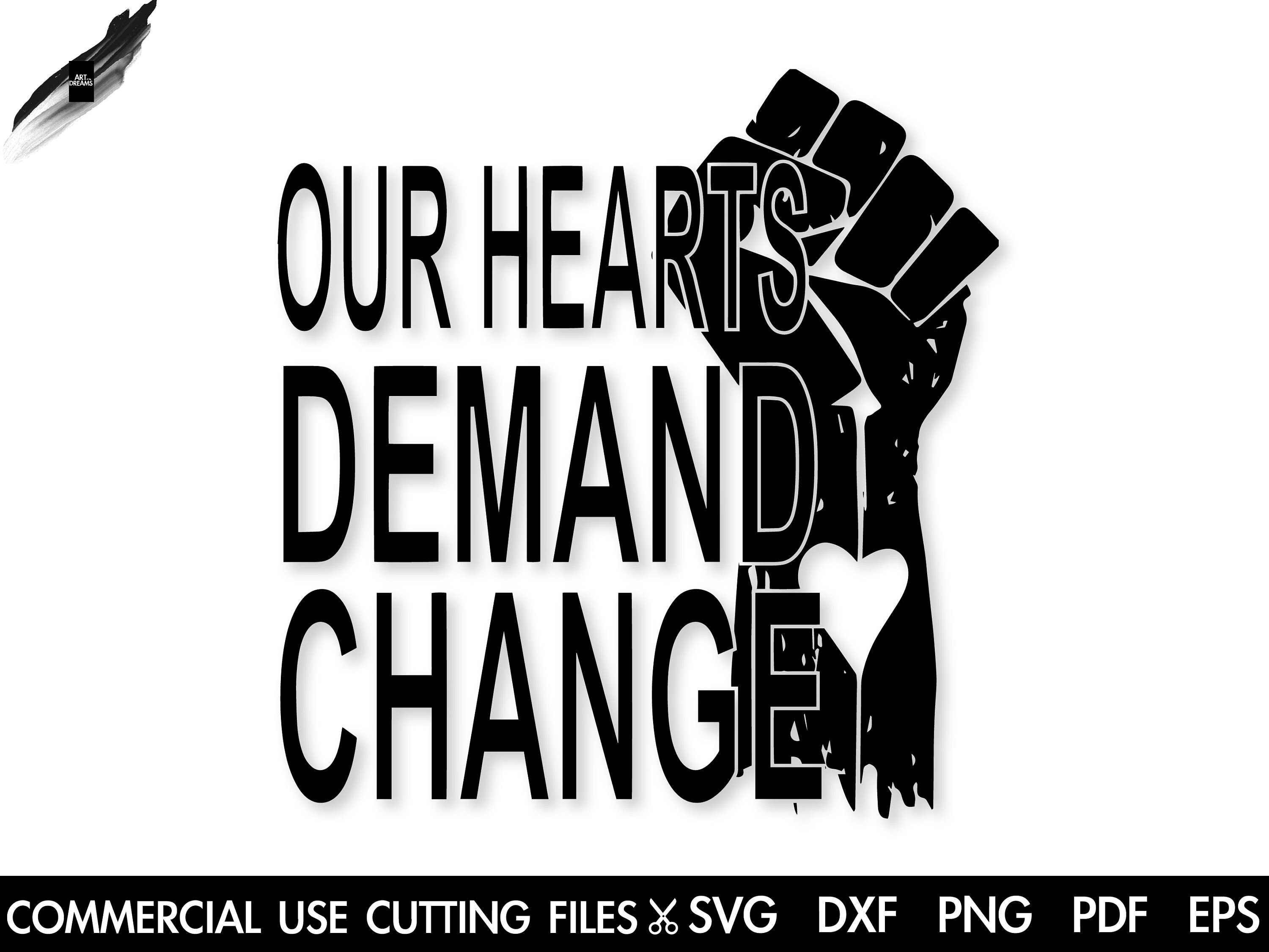 Our Hearts Demand Change, Fist Svg, Afro Svg, Black Power Fist Svg, Africa Flag Fist, African American Svg, Black History Month Svg Cut File