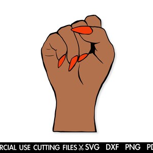 Female Fist SVG, Fist Svg, Afro Svg, Black Power Fist Svg, African American Svg, Black History Month Svg, Fist W Red Nails Svg Sublimation