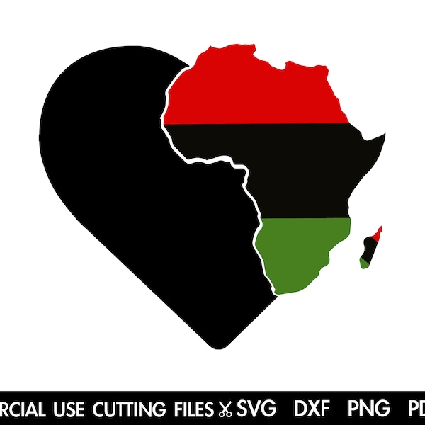 Africa SVG, Love Africa Svg, Africa Heart Svg,  Afro Svg, Black Woman,  Africa Flag, African American Svg, Black History Month Svg Cut File