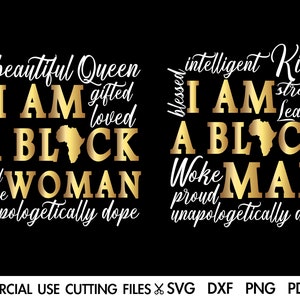 Eu sou uma mulher negra, eu sou um homem negro SVG, Mês da história negra SVG, Vidas negras importam SVG, Afro SVG, Sublimação Cricut afro-americana