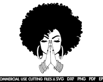 Afro Woman Praying SVG: Black History Month Silhouette (Digital Download)
