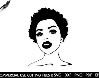 Afro SVG, Black Woman SVG, Black History Month SVG, Woman Svg, Afro Woman Svg, Black Queen Svg Cut File Silhouette, Cricut Svg/Dxf/Png/Pdf
