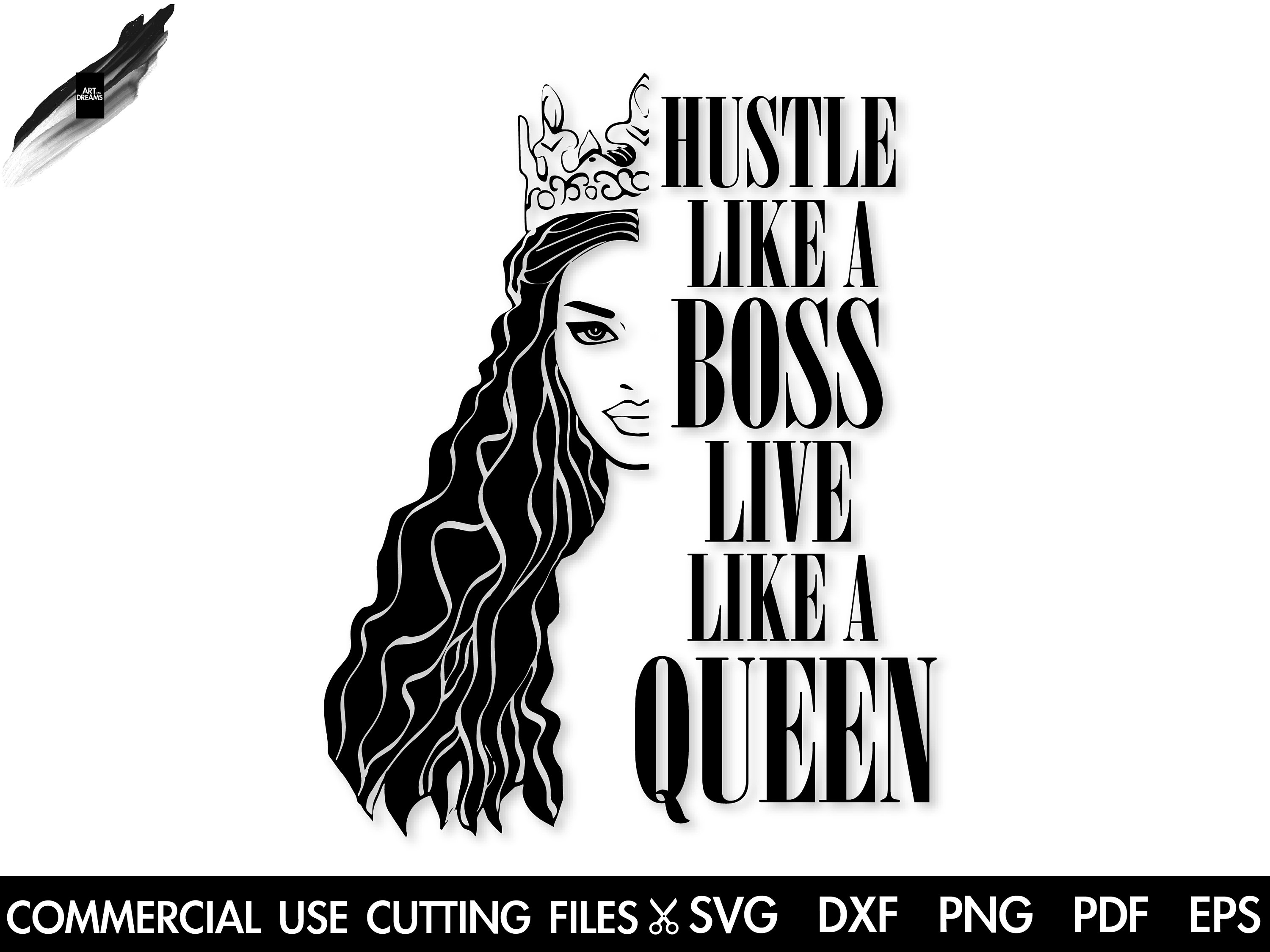 Boss Lady SVG: Hustle Like A Queen, Afro Woman (digital Download