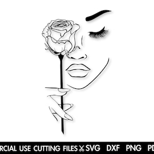 Schönheit mit Rose SVG: Frauenportrait, Afro Girl (Digitaler Download)