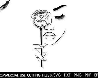 Beauty with Rose SVG, Woman Svg, Girl Svg, Lady Svg, Afro Svg, Black History Month Svg, Black Woman Svg, Black Girl Magic Svg