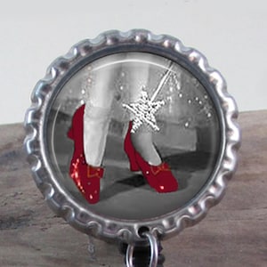 Ruby Slippers 2 Badge Reel or Keychain 009 - Wizard of Oz Choice of 3 Badge Reel Style or Keychain - Ruby Slippers Badge Buddy Gift Idea