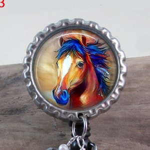 Wild Horses 3 Badge Reel or Keychain 214 - Choice of 4 Styles - Wild Horse Badge Buddy - Wild Horse Work Badge Reel - Wild Horse Keychain