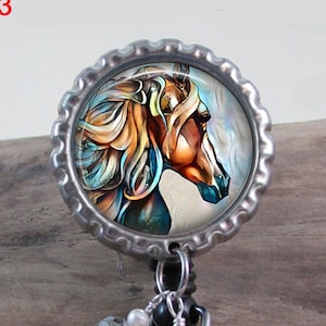 Wild Horses 2 Badge Reels or Keychain 040 - Choice of 3 Badge Reel Styles or Keychain - Wild Horse Name Holder ID Badge - Wild Horse Gift