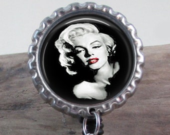 Marilyn Monroe 1 Badge Reel or Keychain 025 - Choice of 3 Badge Reels or Keychain - Marilyn Monroe Keychain or Badge ID Name Holder Gift