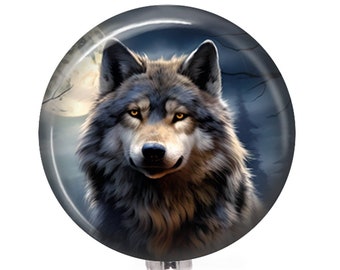 Wolf 6 Badge Reel 236 - Choice of 3 Styles - Wolf Work Badge Buddy - Wolf Badge Name Holder ID - Wolf Gift