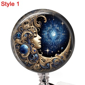 Mystical Moon 5 Badge Reel 351 - Choice of 3 Styles - Moon Badge Buddy - Moon Name Holder Gift