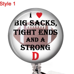 Love Football Badge Reel or Keychain 052 - Football Badge Buddy - Choice of 4 Styles - Football Work Badge Name Holder - Football Keychain
