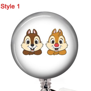Chip and Dale Badge Reel or Keychain 150 - Chip and Dale Choice of 4 Styles - Chip and Dale Badge Buddy - Chip and Dale Work Badge ID Gift