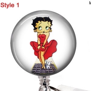 Betty Boop 2 Badge Reel or Keychain 007 - Choice of 4 Styles - Betty Boop Work Badge Reel - Betty Boop Badge Reel or Keychain Gift Idea