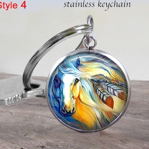 Wild Horses 7 Badge Reels or Keychain 292 - Choice of 3 Badge Reels or Keychain - Equine Gift Idea - Wild Horse Feather Name Holder ID Gift