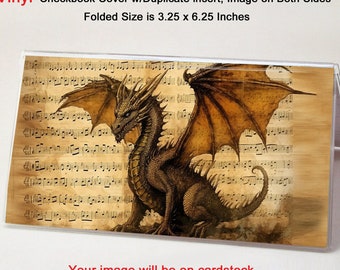 Dragon 1 Vinyl Checkbook Cover - Includes Duplicate Insert - Top Tear Standard Checks - Coupon or Money Holder - Dragon Vinyl Checkbook Gift